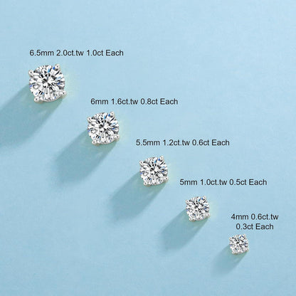Moissanite Ohrringe Silber 925 Damen 3,0 ct Diamant Ohrstecker VVS1 D 7,5 mm