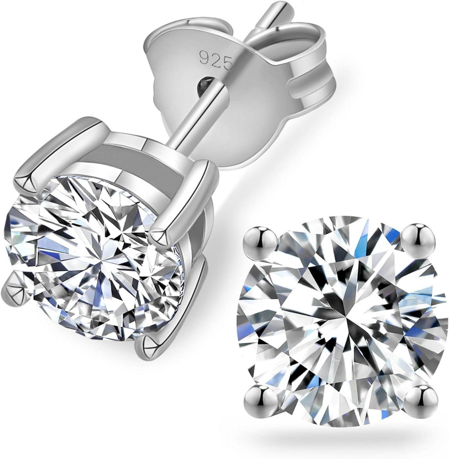 Moissanite Ohrringe Silber 925 Damen, 3,0 Karat Diamant Ohrstecker, VVS1 D Farbe