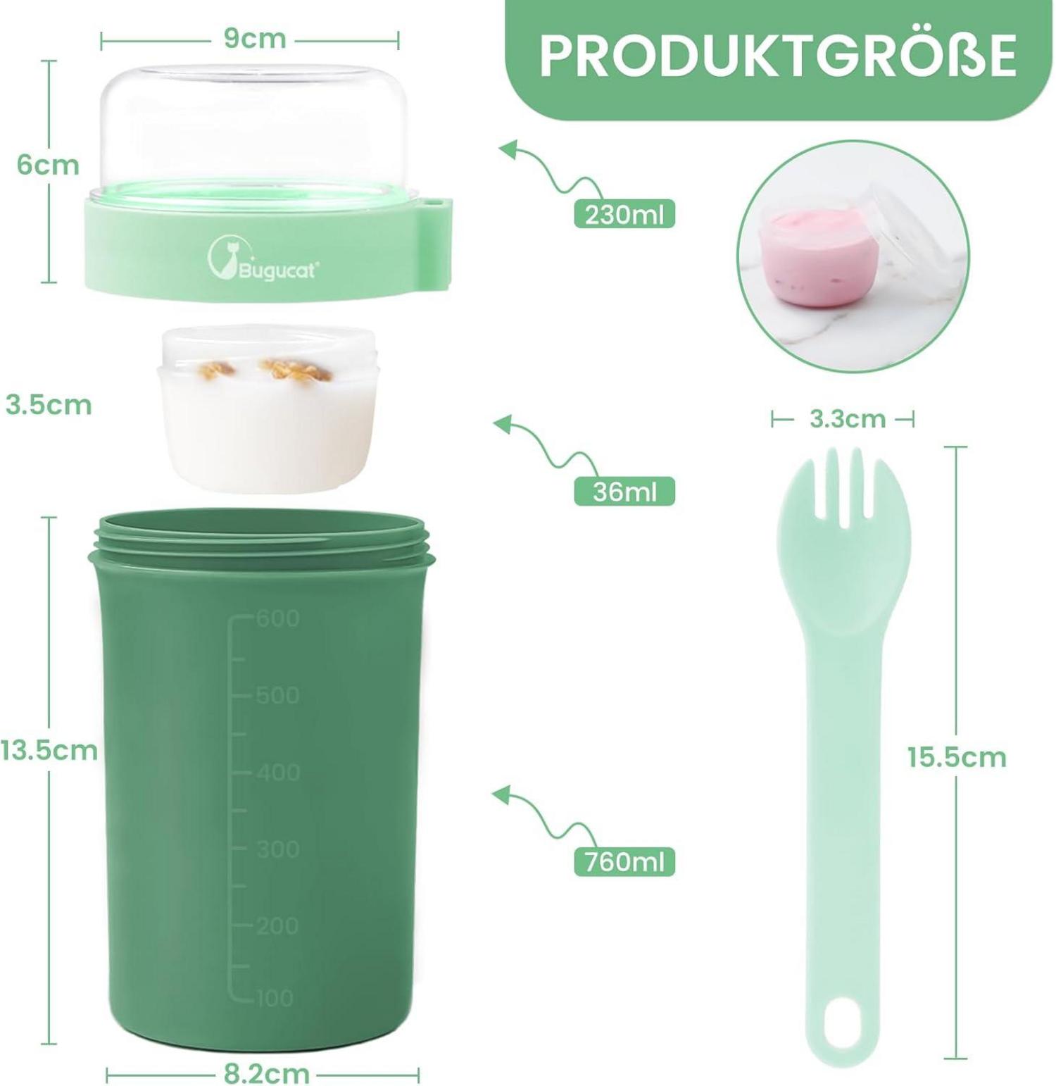 Müslibecher to Go Joghurtbecher 2er Set 760ml+230ml mit