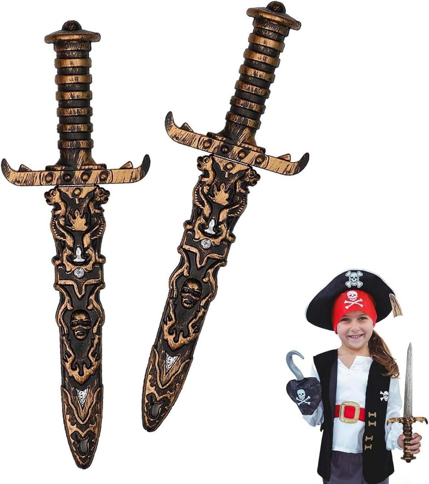 Piratenschwert Kunststoff Dolch Spielzeugschwert 2 Stück Silber Gold