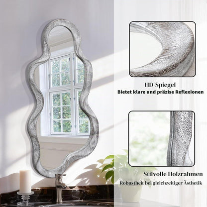 Wolken Wandspiegel Holzrahmen Asymmetrisch Modern 76x36cm