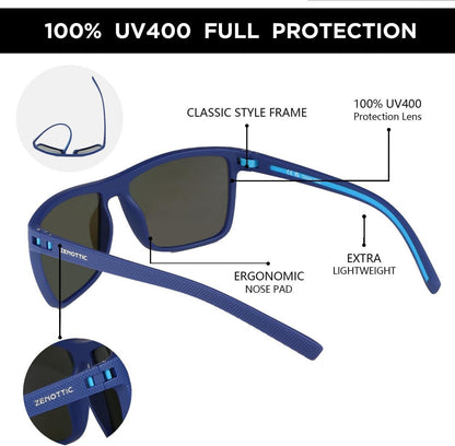 Polarisierte Herren Sonnenbrille TR90 Rahmen Blau UV400 Schutz