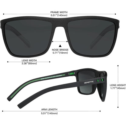 Polarisierte TR90 Herren Sonnenbrille UV400 Schutz Schwarz