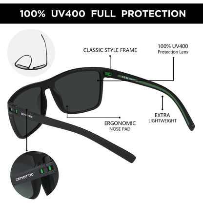 Polarisierte TR90 Herren Sonnenbrille UV400 Schutz Schwarz