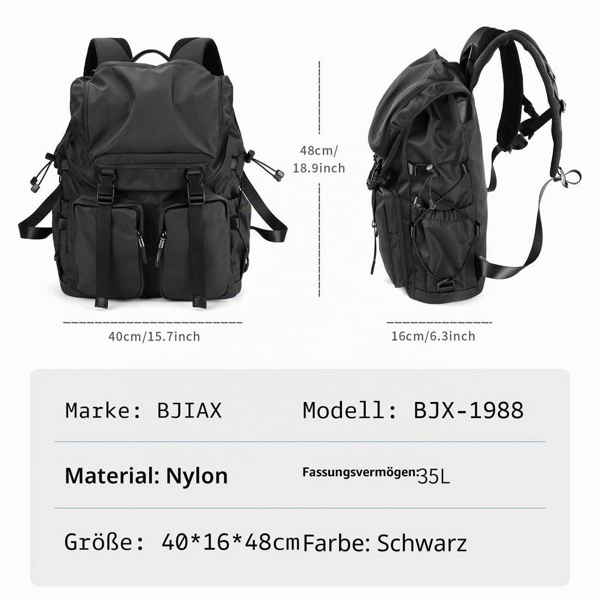Großer Laptop Rucksack 35L Wasserdicht für 17,3 Zoll Notebook