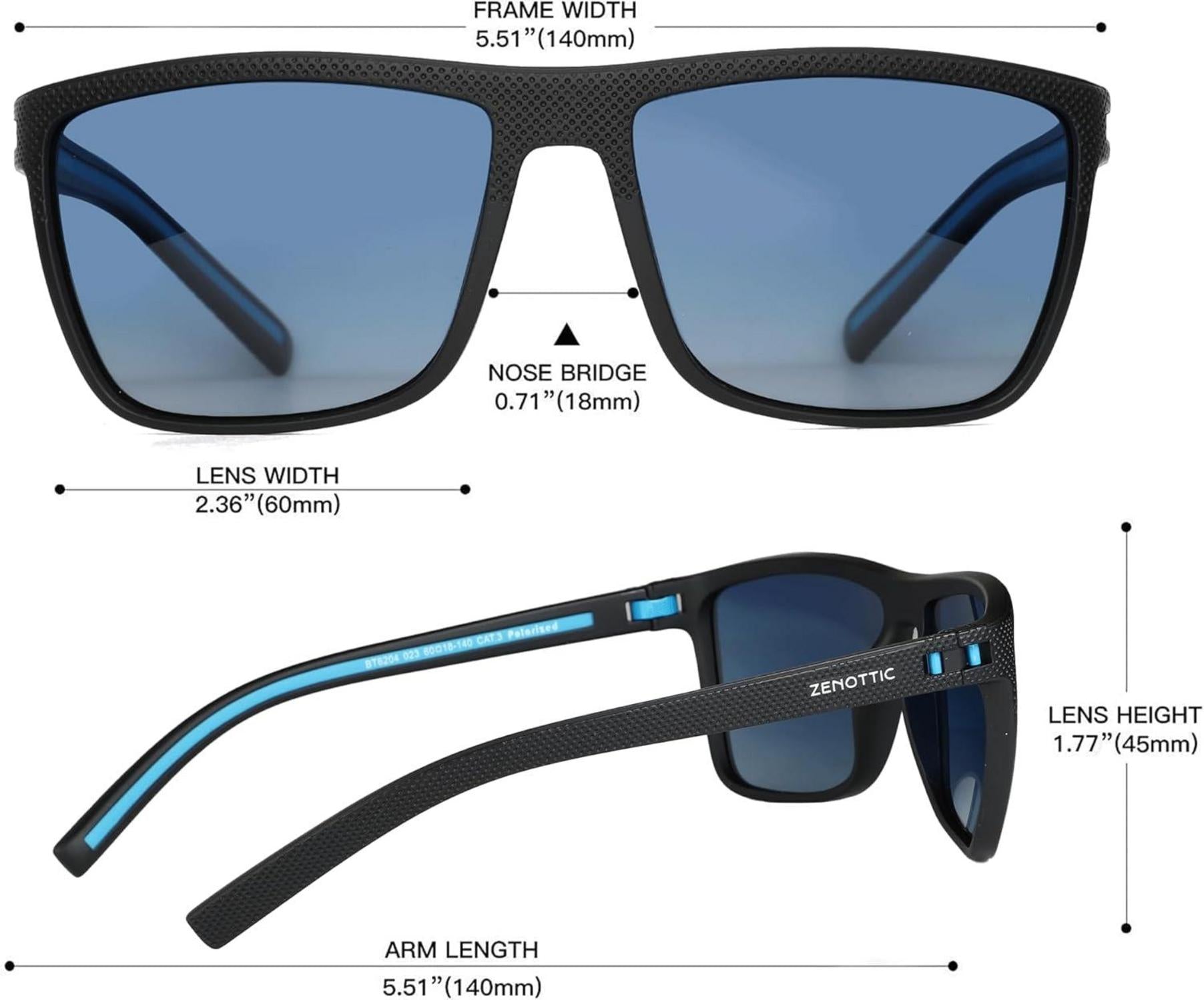 Polarisierte TR90 Sonnenbrille UV400 Schutz Quadrat Schwarz/Blau