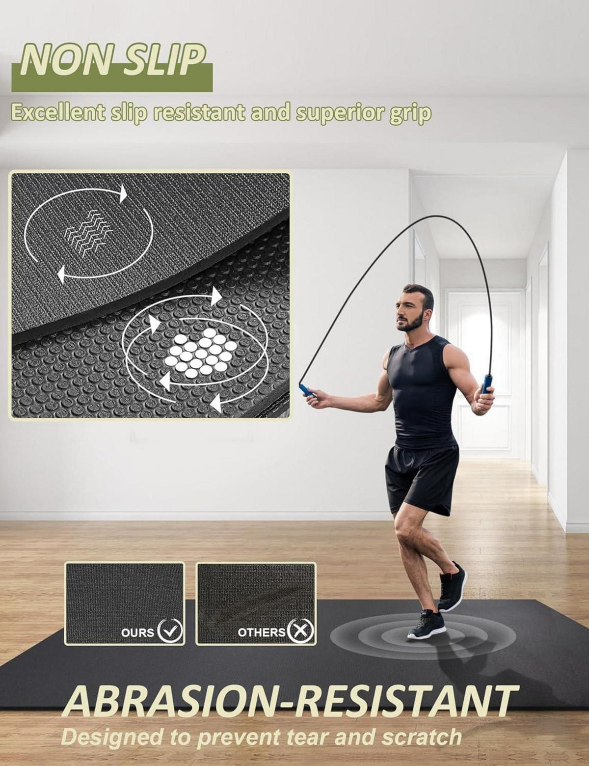 innhom Bodenschutzmatte Fitnessgeräte 304x182x0,7 cm Schwarz