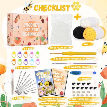Aeeque Tiere Häkelset für Anfänger, Komplett Starter Set 3