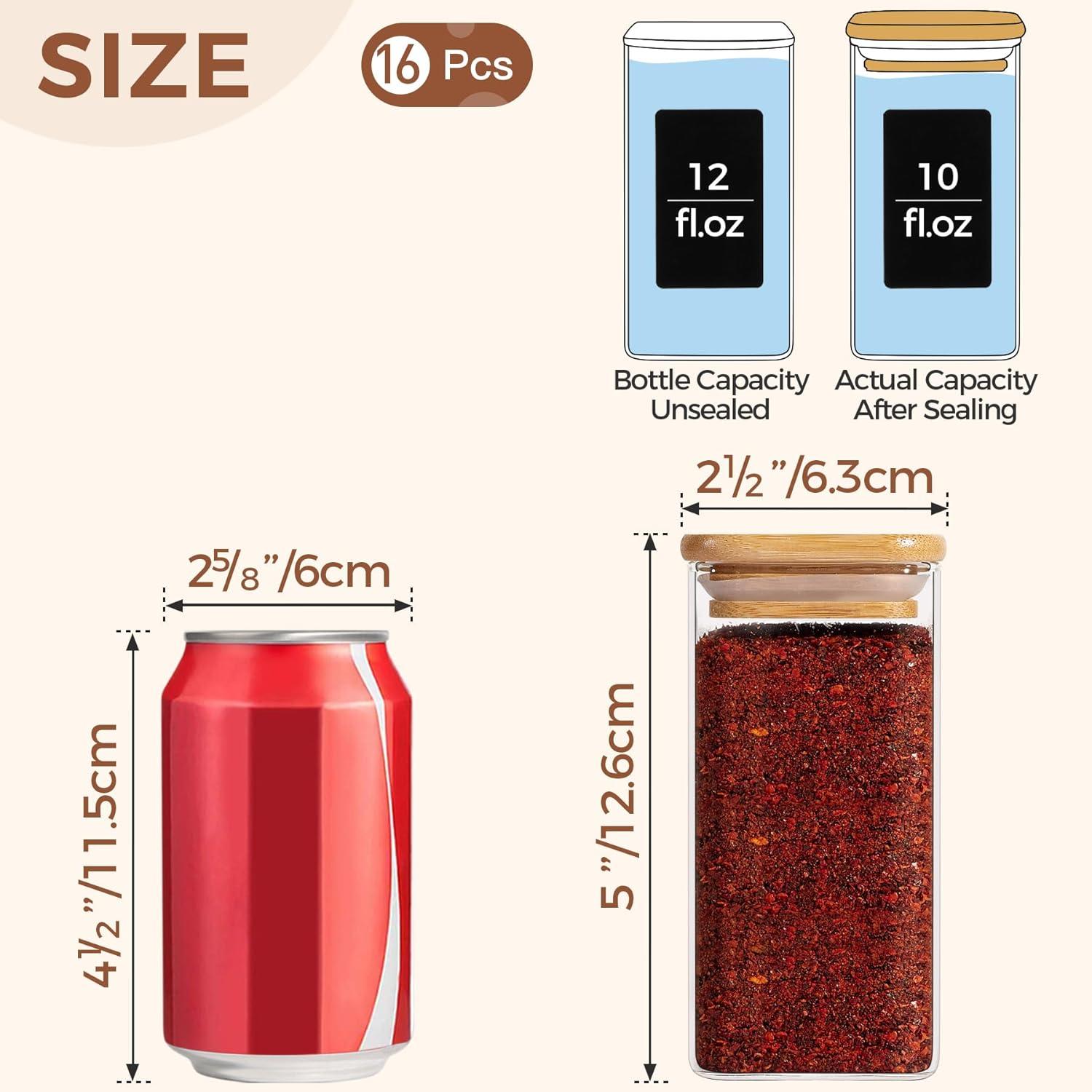 Gewürzgläser Eckig Set 16tlg. 295ml Gewürzstreuer Gewürzdosen Spice