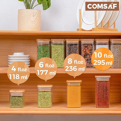 Gewürzgläser Set 16-tlg. 295ml Eckig Spice Jars Gewürze Aufbewahrung