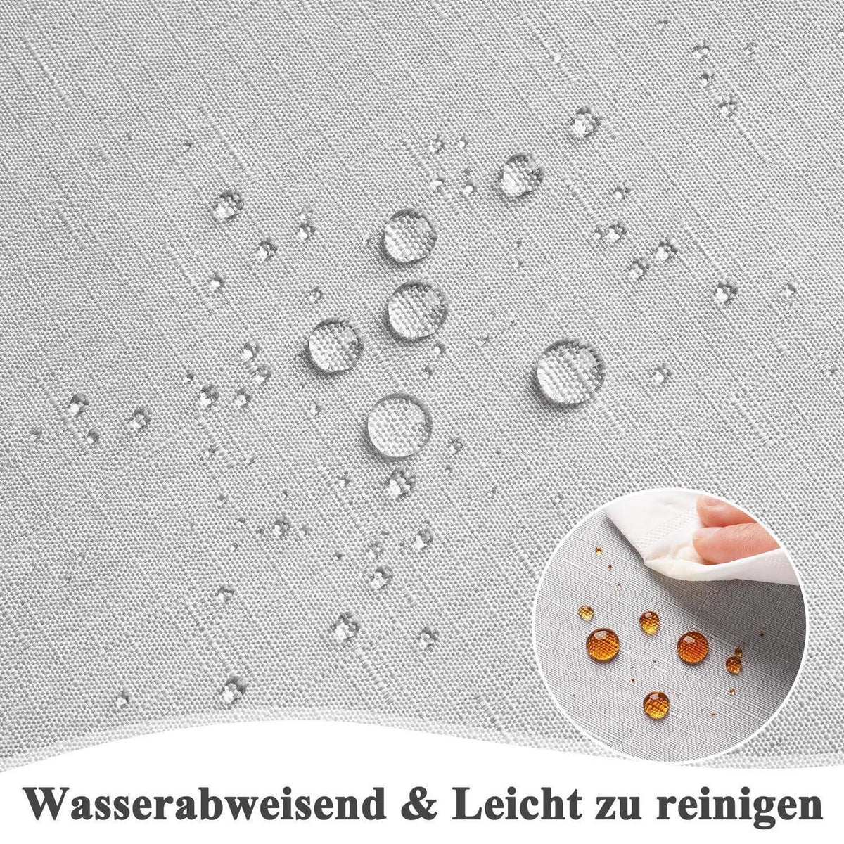 Runde Tischdecke Leinenoptik Hellgrau, Ø140cm, Abwaschbar