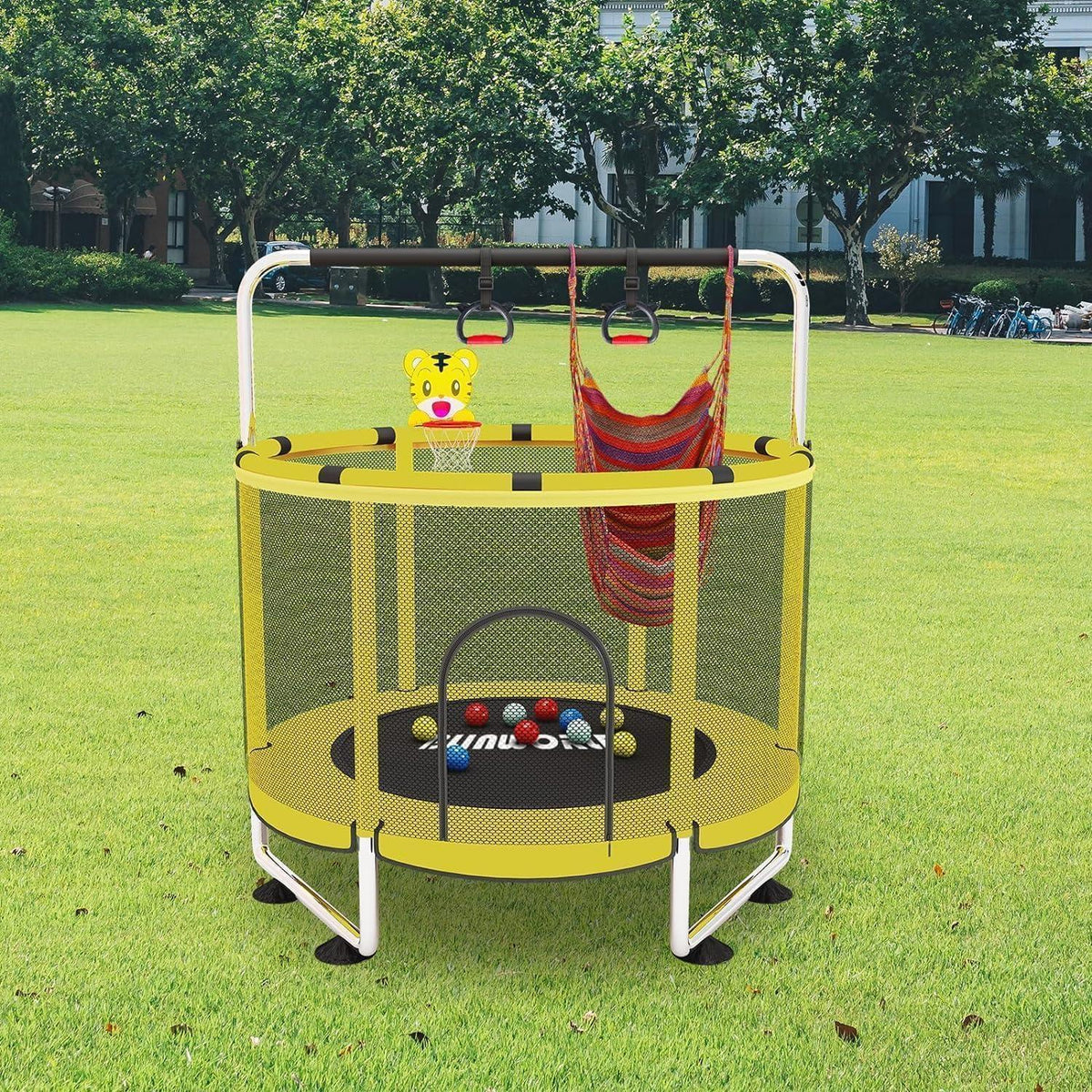 Kinder Trampolin mit Basketball & verstellbarer Höhe