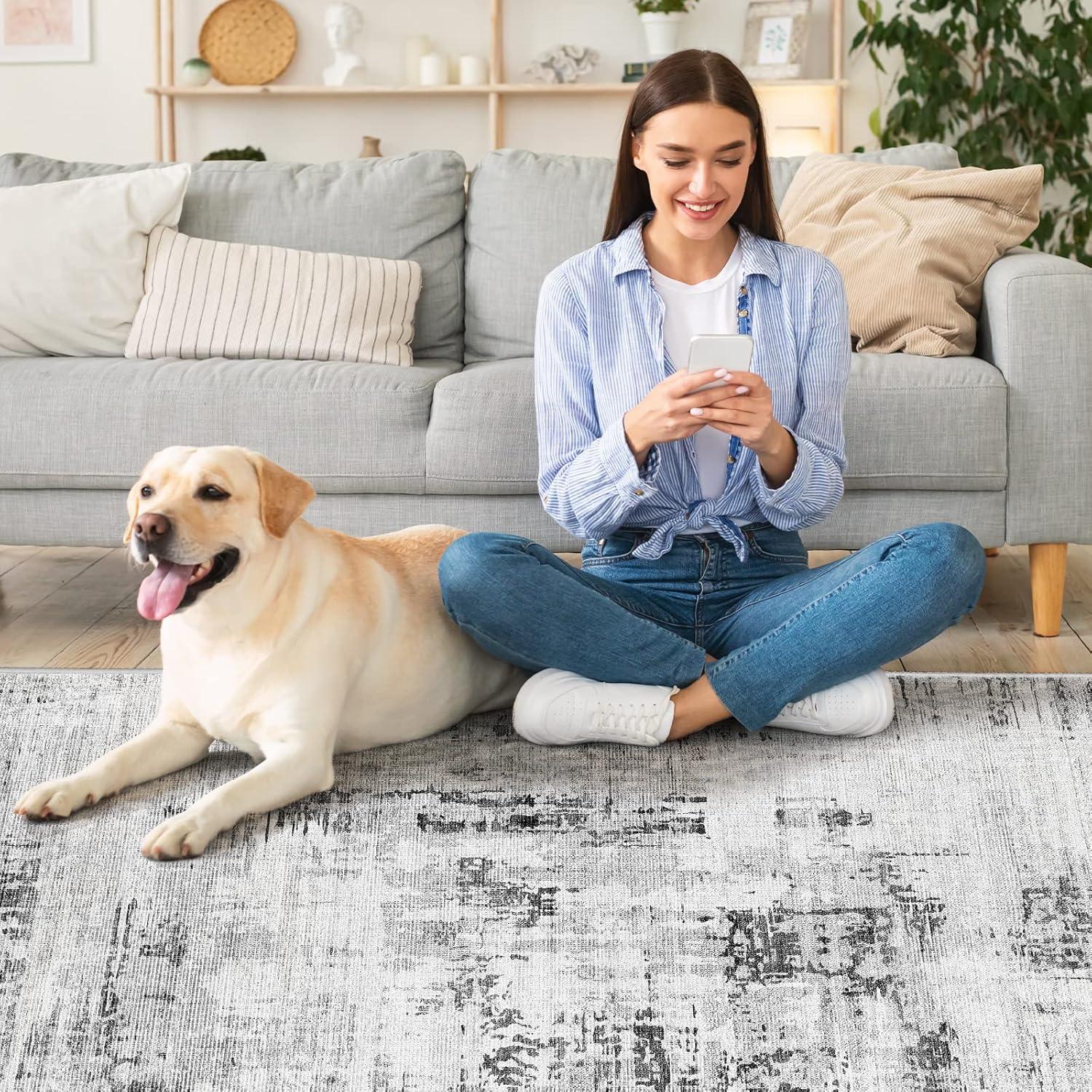 Vamcheer Teppich Wohnzimmer Kurzflor Moderner Flauschiger