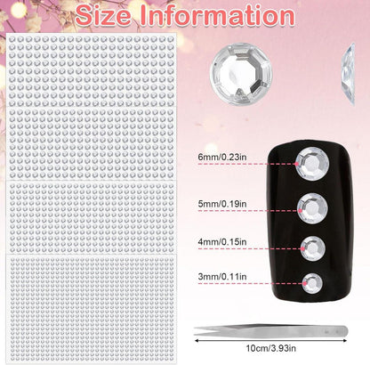 Glitzersteine Selbstklebend Strasssteine 1900 Stück 3/4/5/6mm Runde