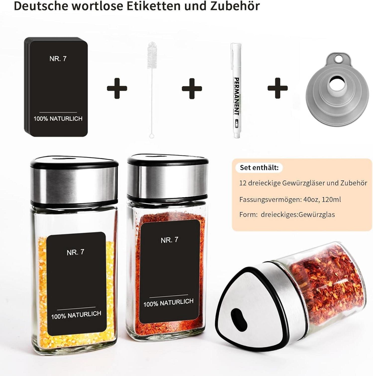 360° Größenverstellbare Gewürzgläser mit Streueinsatz und