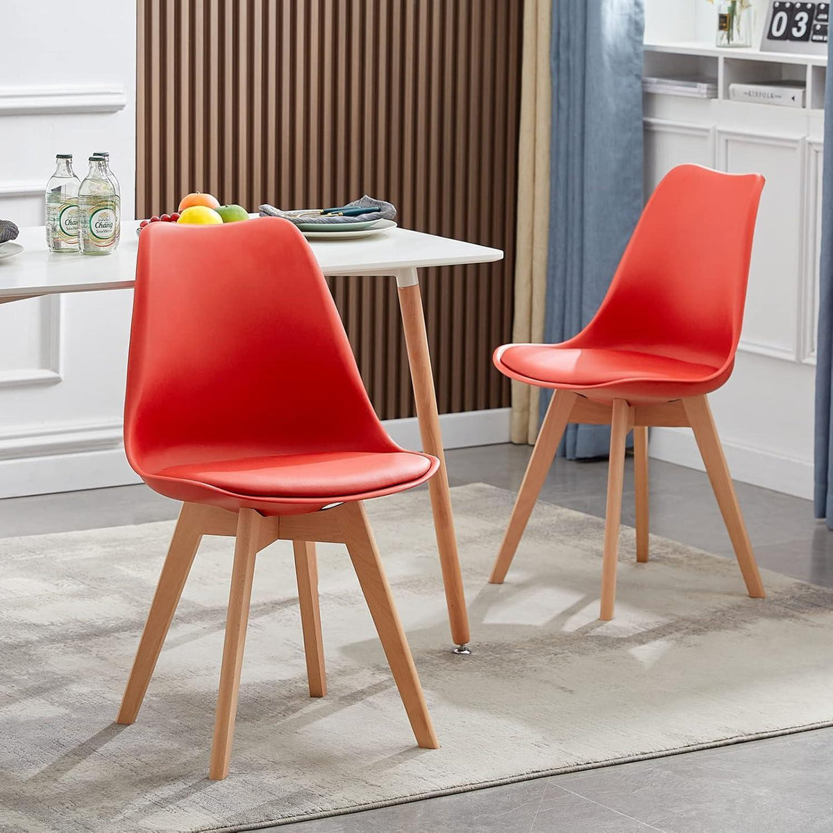 4 Esszimmerstühle skandinavisches Design, rot