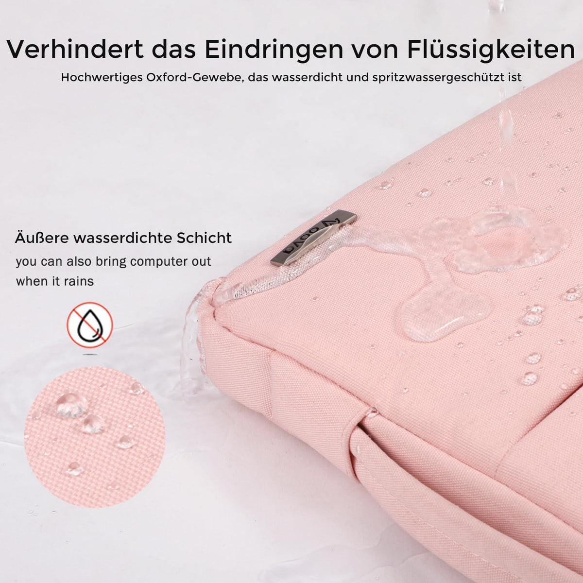Voova Laptophülle 15,6 Zoll Laptop Hülle Schutzhülle Rosa