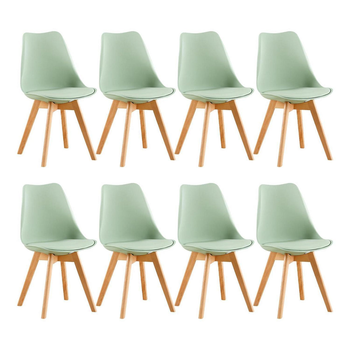 Esszimmerstuhl Set 8er – Skandinavisch, Eiscreme Grün