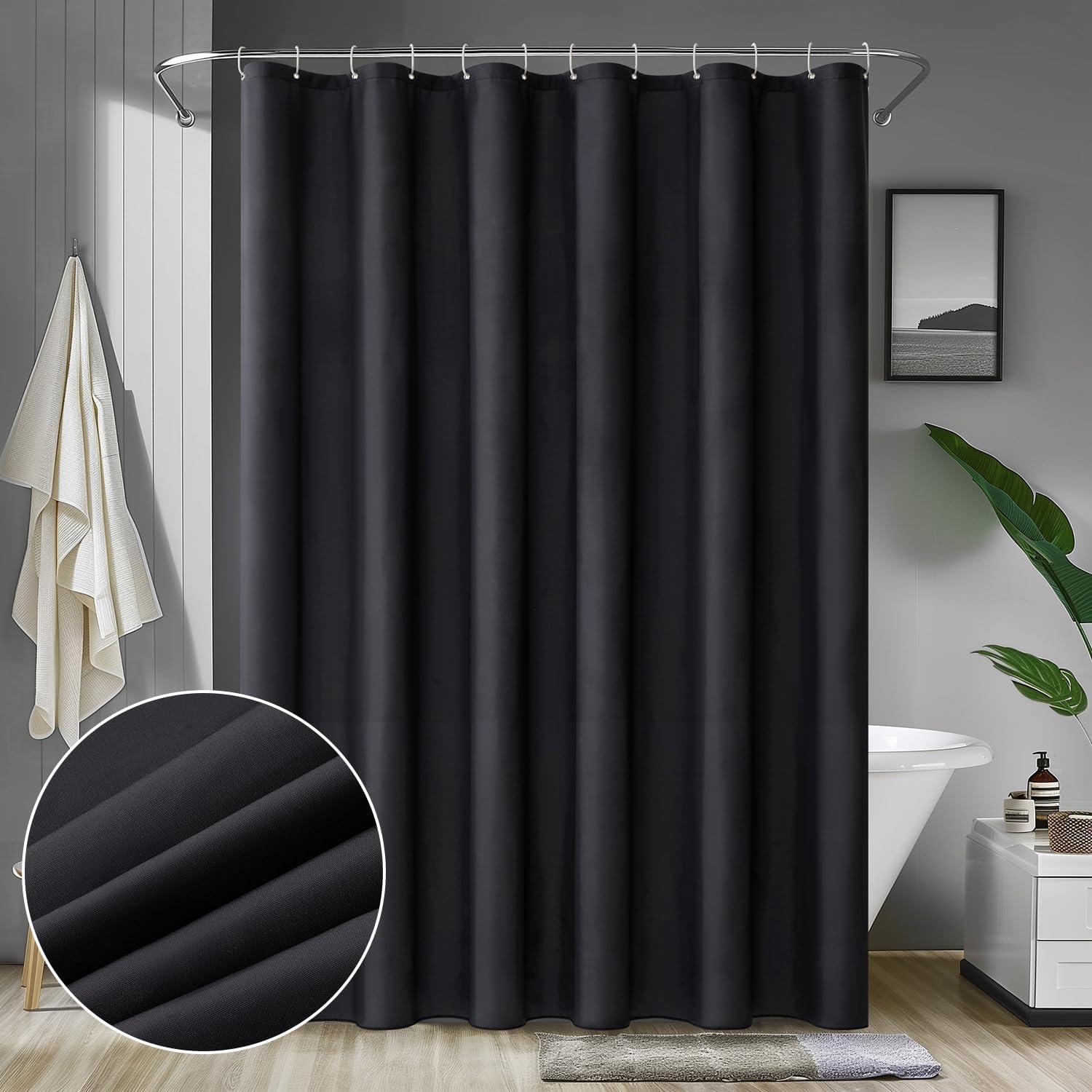 Schwarzer Wasserdichter Duschvorhang 240x200cm Anti-schimmel Textil