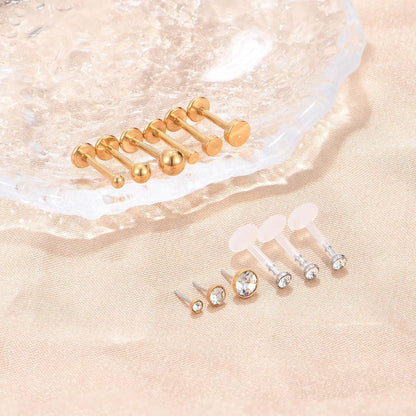 Labret Piercing Set 9+3 Stück, 16G Chirurgenstahl & Acryl, 2-4mm CZ
