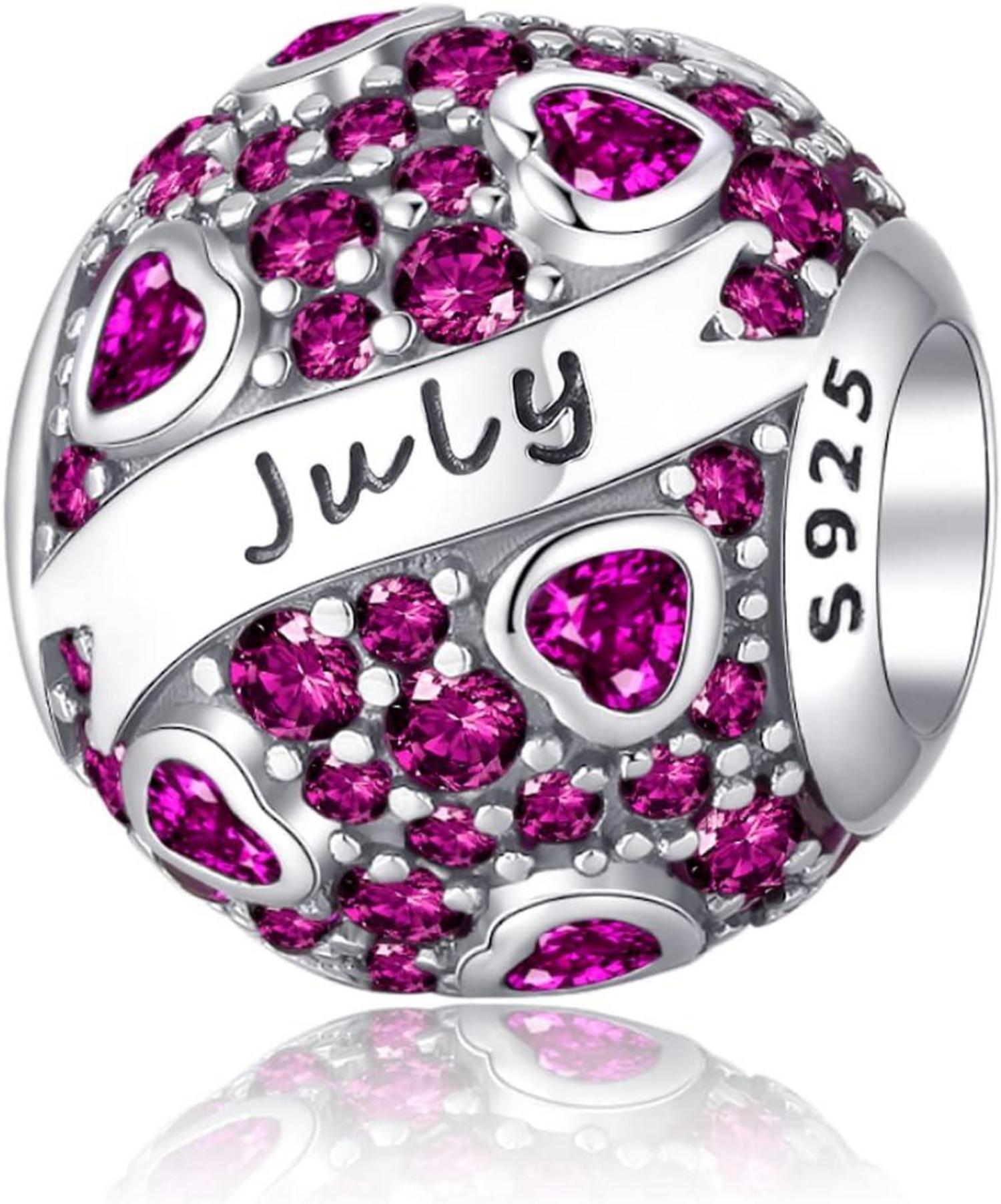 Symretie Damen Geburtsstein Anhänger 925 Sterling Silber Birthstone