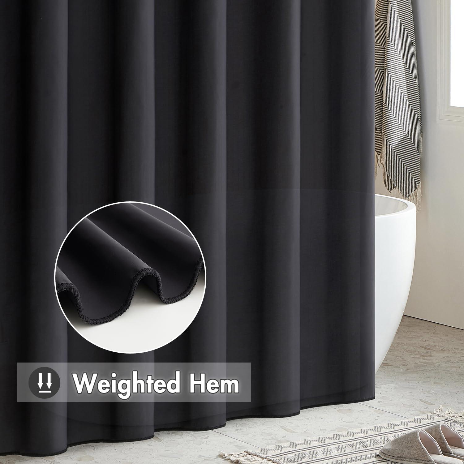 Duschvorhang Schwarz Wasserdicht 180x210cm Anti-schimmel Textil Waschbar