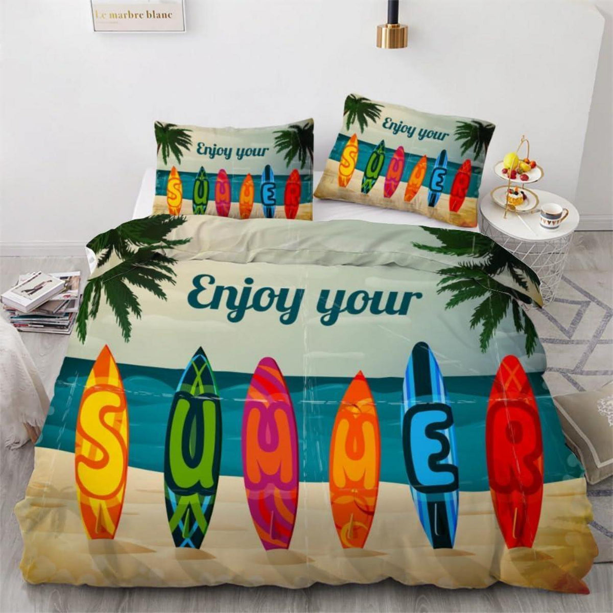 Bettwäsche Set Palme 220x240 cm - 3-teilig Mikrofaser