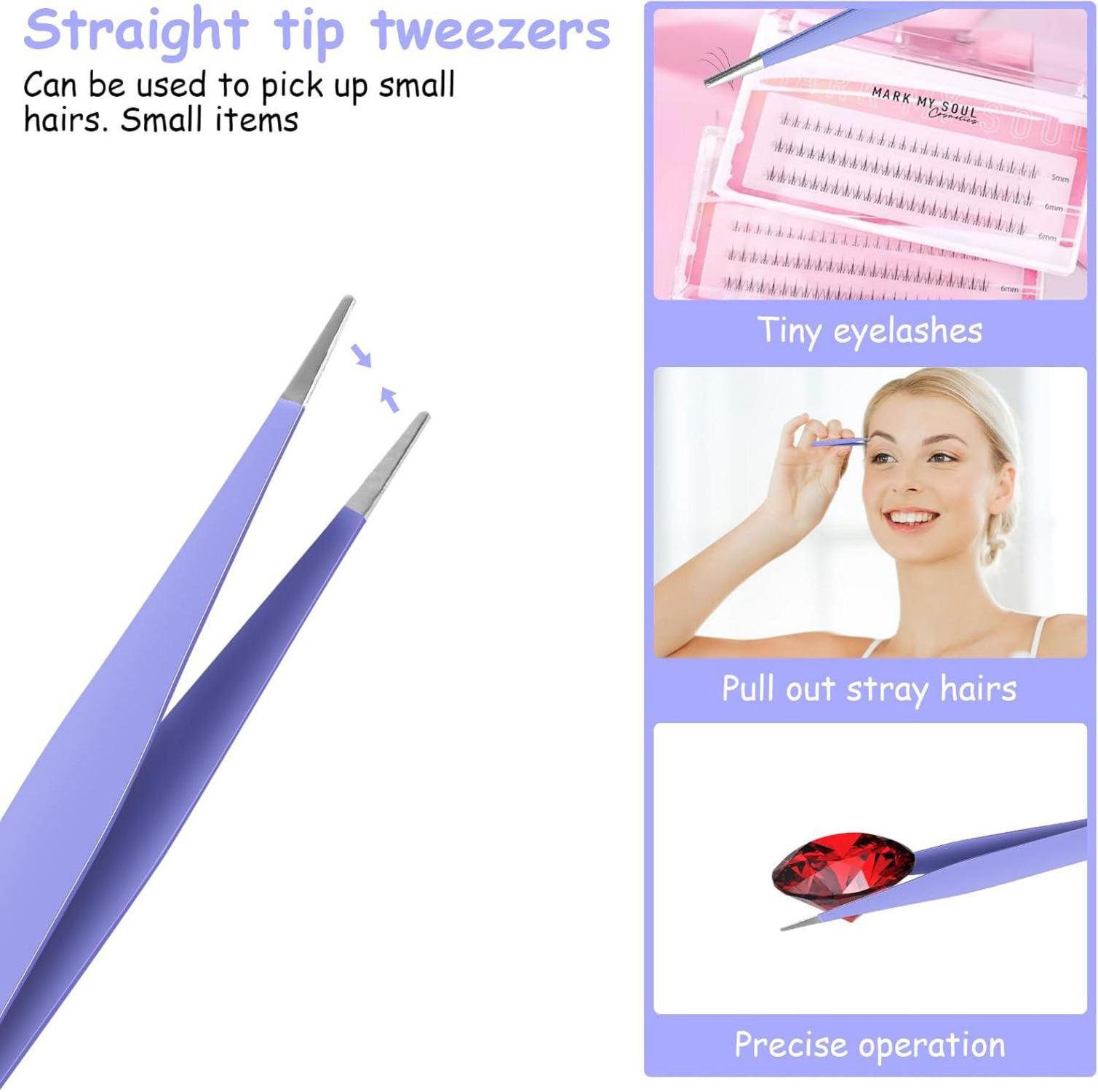 Präzisionspinzette Edelstahl 2er Set Wimpernverlängerung Spitzen