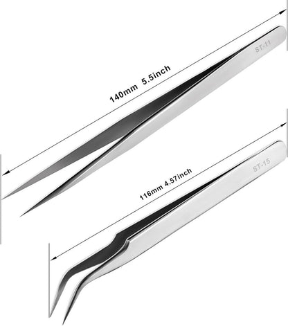 Edelstahl Präzisionspinzette Set 14cm ESD Antistatisch