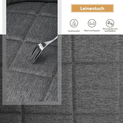Gepolsterter Esszimmerstuhl mit Armlehnen & Leinenbezug Grau