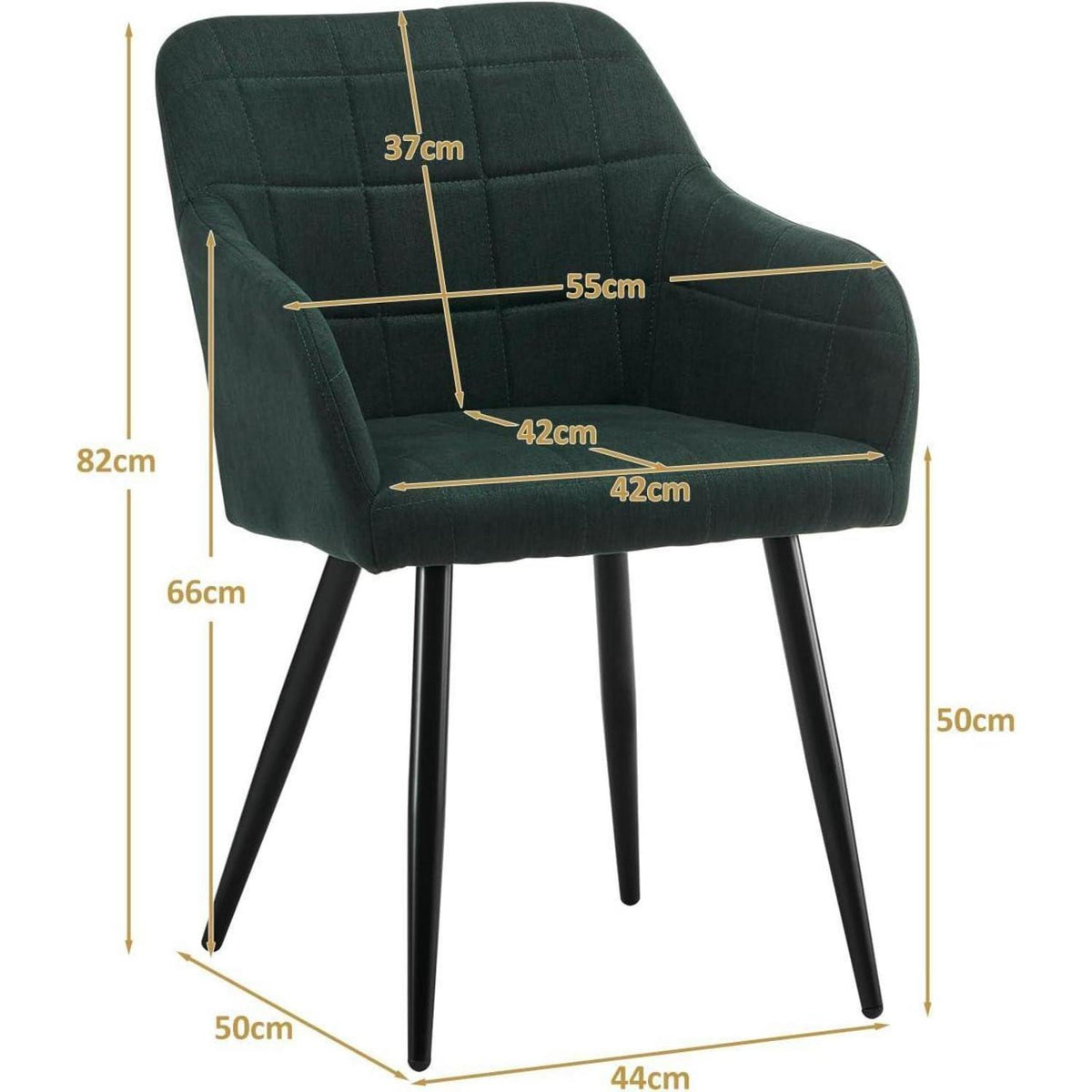 Gepolsterter Esszimmerstuhl mit Armlehnen & Leinenbezug Grün