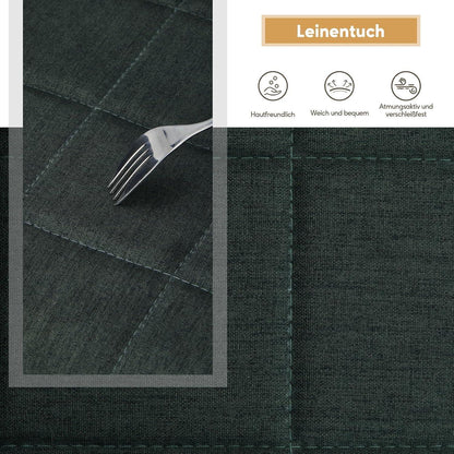 Gepolsterter Esszimmerstuhl mit Armlehnen & Leinenbezug (Grün)