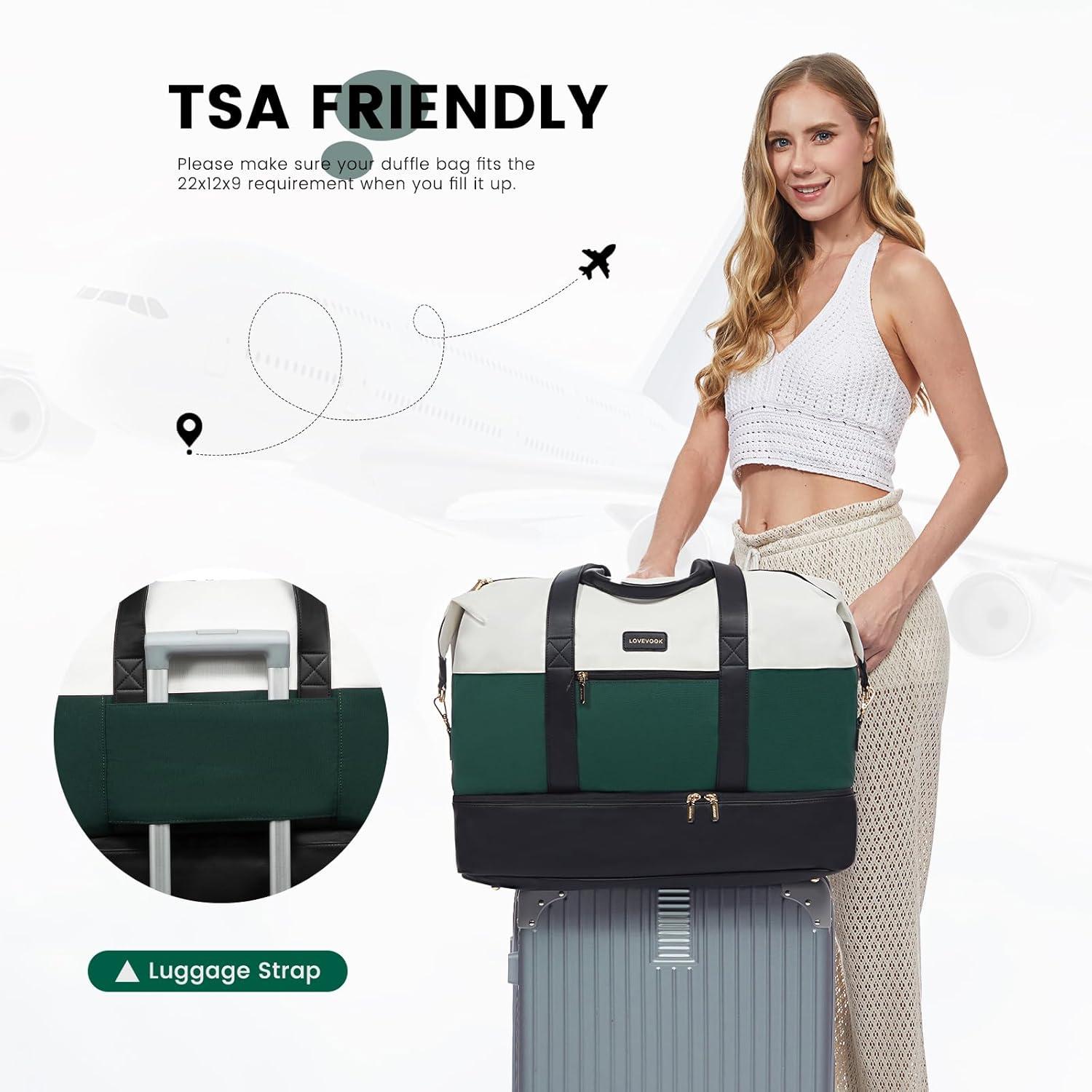 Damen Reisetasche Handgepäck Weekender Schwarz Kulturtasche Travel Bag