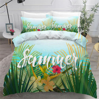 ROUSKI Palmenblatt Bettwäsche Set 220x240 cm - 3-teilig