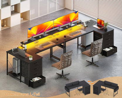 ODK Eckschreibtisch 140x80cm mit 4 Schubladen, 2
