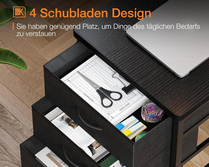 Schreibtisch 140x80cm L-Form Gaming LED USB Steckdosen Schwarz
