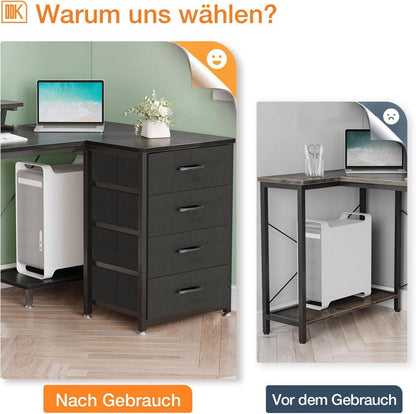 L-förmiger Schreibtisch USB-Ladeanschluss Schubladen 160x80cm