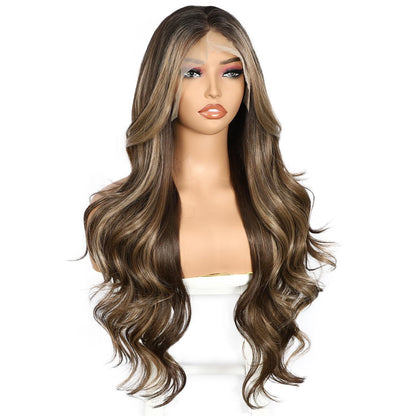Braune Körperwelle Lace Front Perücke 26 Zoll Ombre Balayage