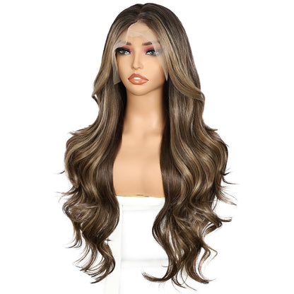 Braune Körperwelle Lace Front Perücke 26 Zoll Ombre Balayage