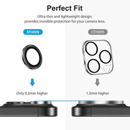 SPARIN iPhone 15 Pro Kameraschutz 4er-Pack inkl. 9H Panzerglas, Anti-Kratzer, Titan Schwarz