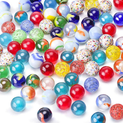 80er Set bunte Glasmurmeln 16mm für Murmelbahn & Spiele