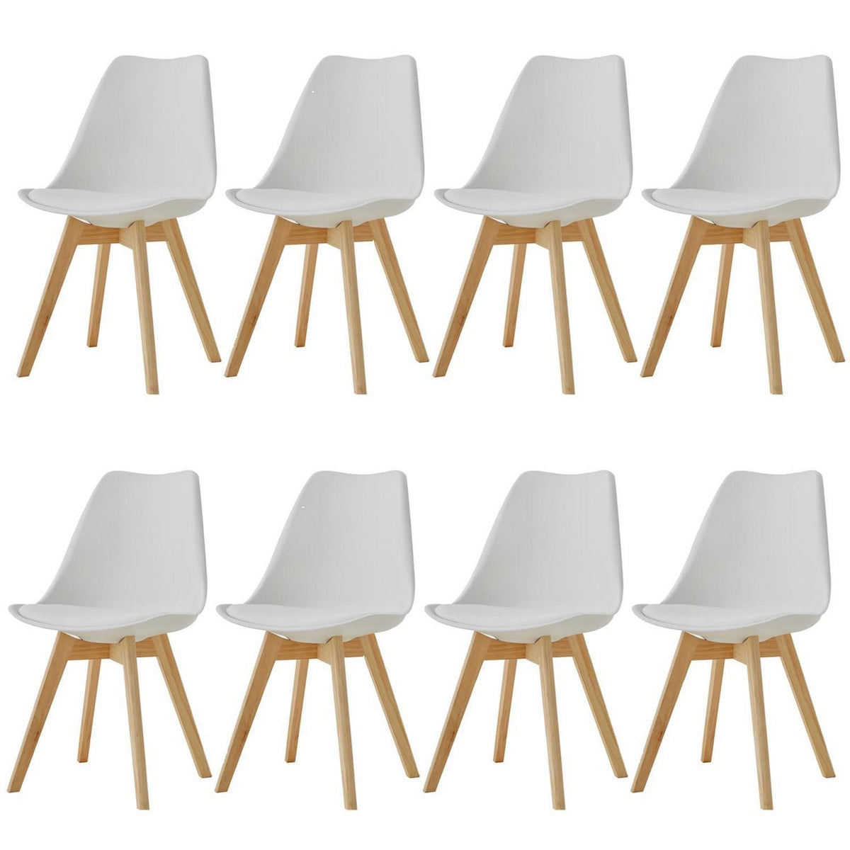 Esszimmerstuhl-Set 8er-Set Weiß | Massivholzbeine & Ergonomisch