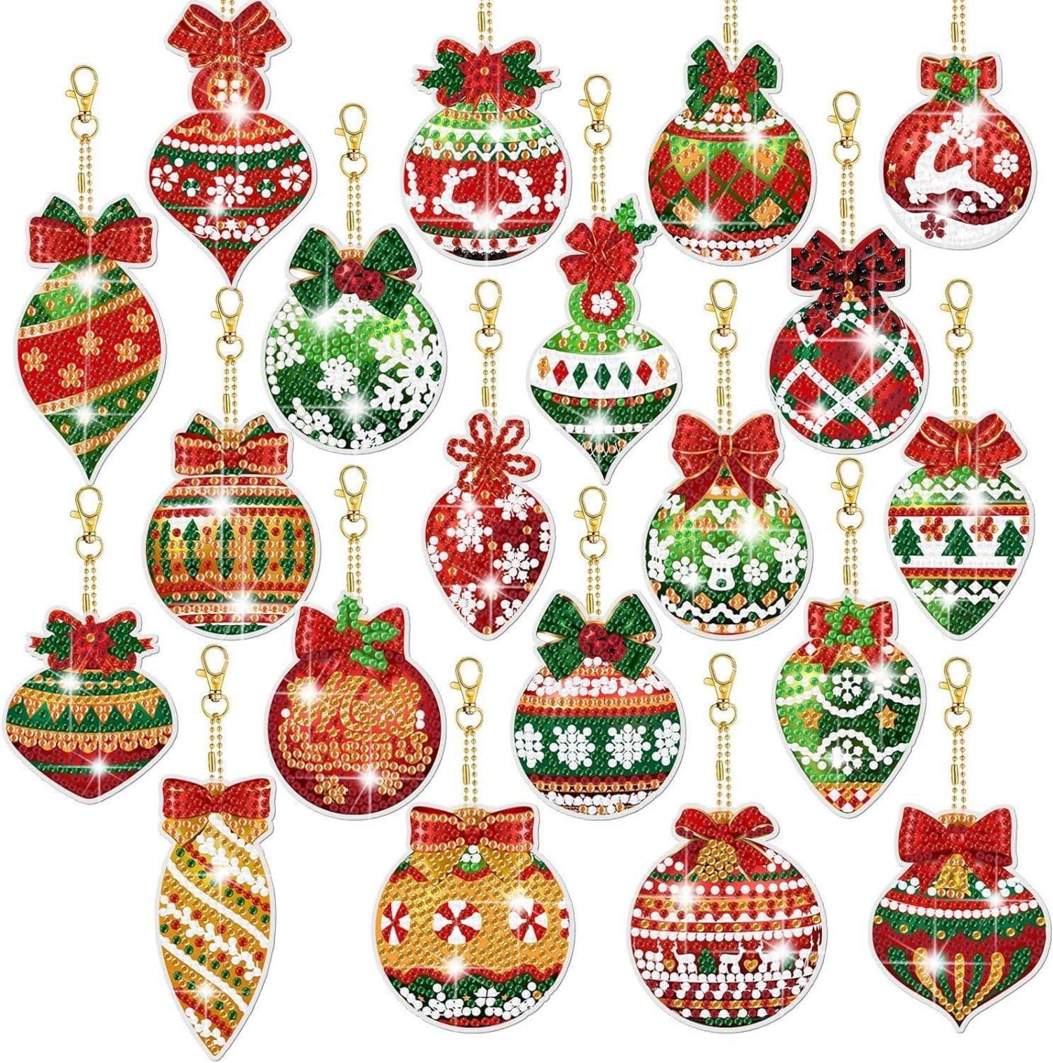 20er Set Diamond Painting Weihnachtsanhänger 5D Diamant Kinder DIY