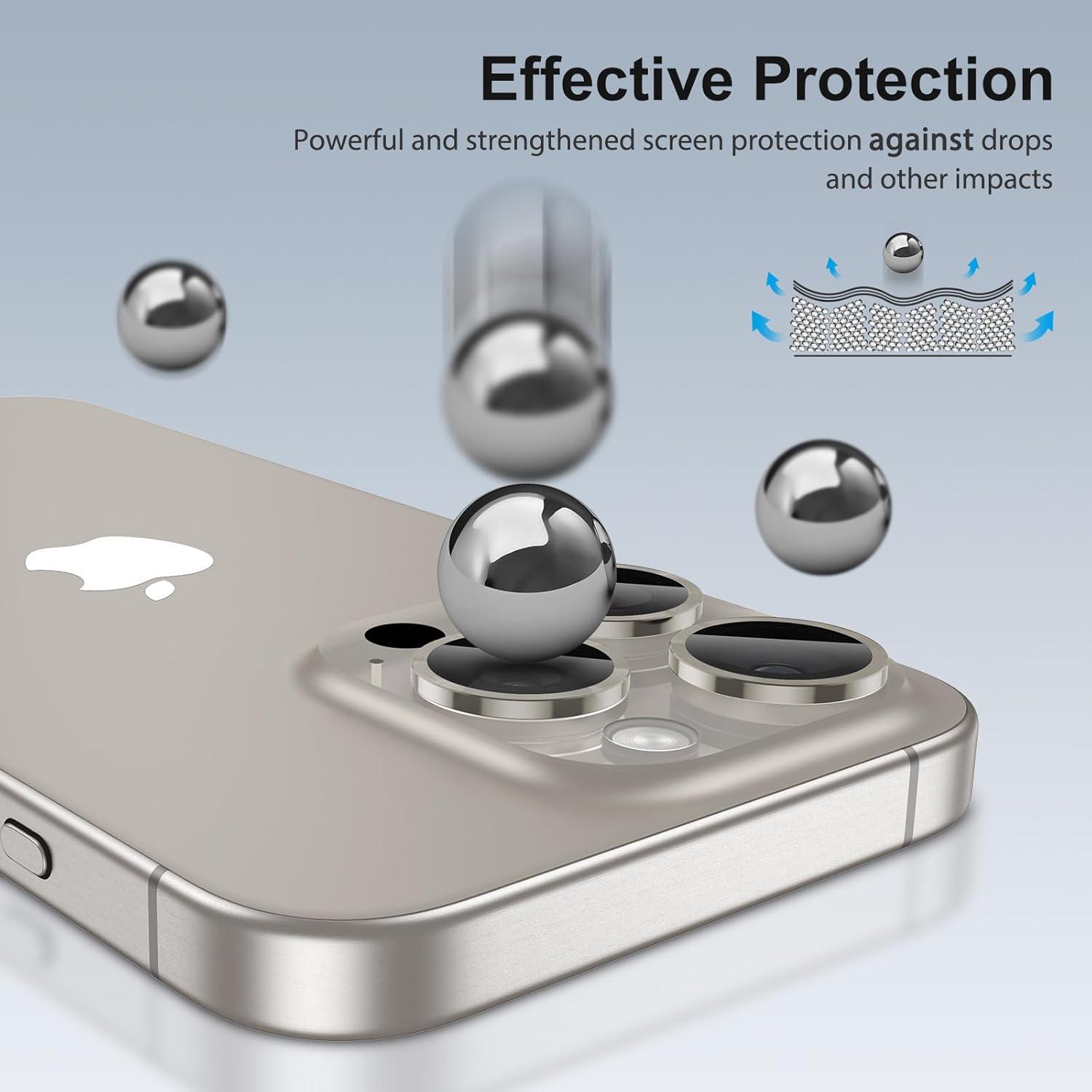 SPARIN 4er Set iPhone 15 Pro Max Kameraschutz 9H Panzerglas Ultra-Klar
