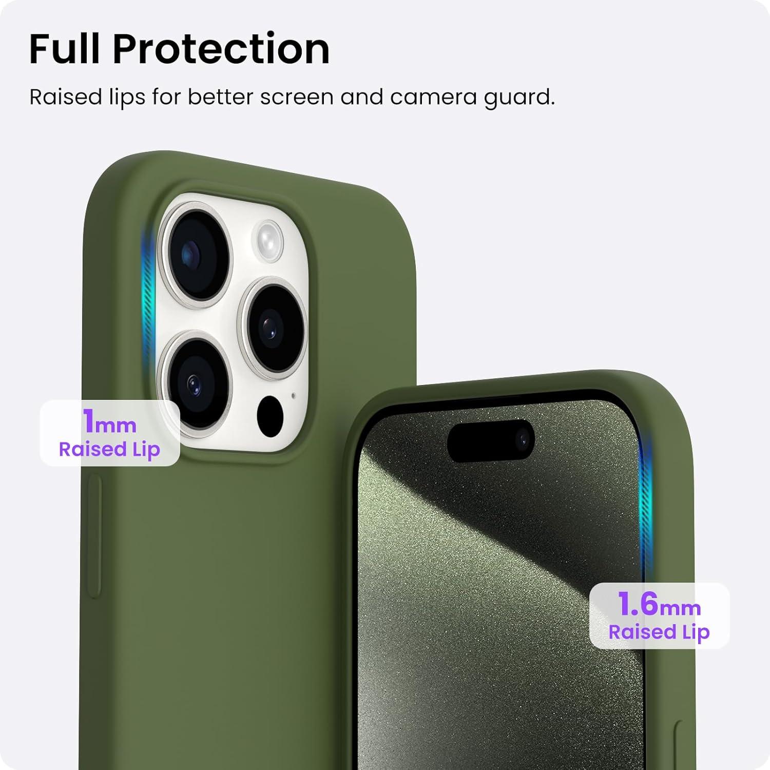ORNARTO iPhone 15 Pro Max Hülle Silikon 6,7 Zoll Flüssig Zeder Grün