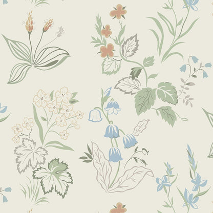 Blumentapete Selbstklebend Beige Grün Blume Blatt 39×500cm