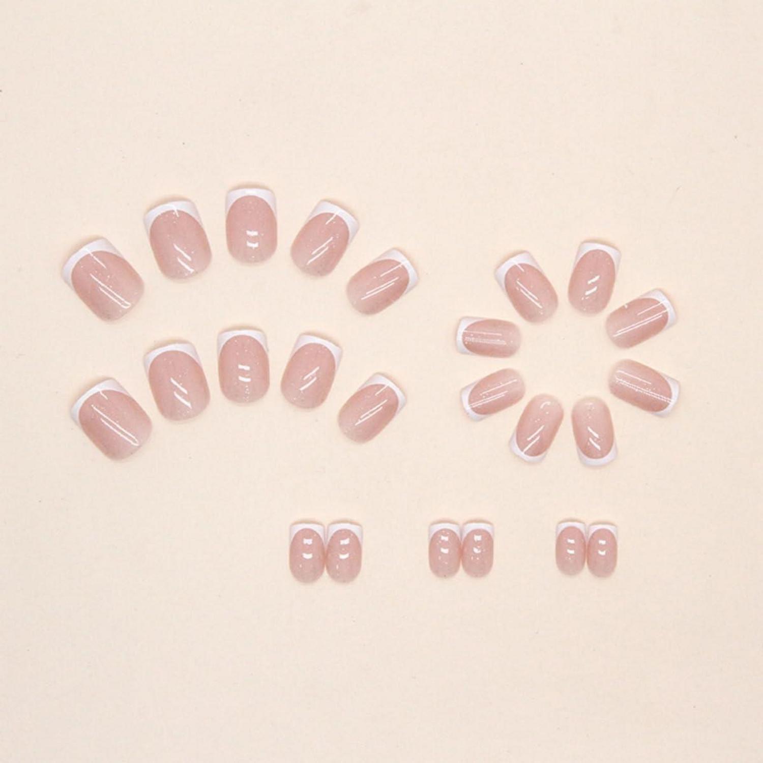24 Glossy Eckig Nägel Weiß French Press on Nails