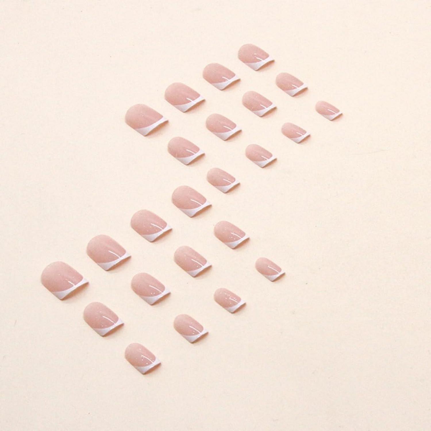Kurze Weiße Acrylnägel 24 Stück Eckig Glossy Zum Aufkleben