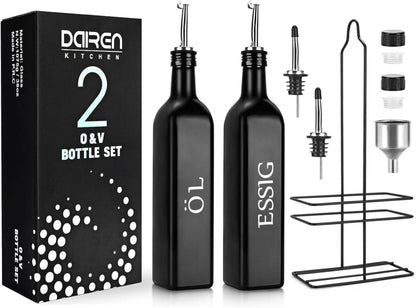 Öl und Essig Spender Flasche 500ML Glas-Set mit Caddy Halter