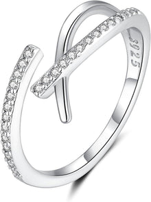 Verstellbarer Zirkonia Branch Ring 925 Silber Frauen Schmuck
